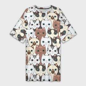 Платье-футболка 3D с принтом Животные. в Екатеринбурге,  |  | животные | звери | зевающий кот | кися | кот | котенок | котики | коты | кричащий кот | минимализм | питомцы | прикольные картинки