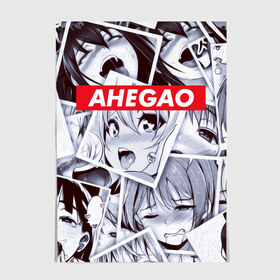 Постер с принтом АХЕГАО в Екатеринбурге, 100% бумага
 | бумага, плотность 150 мг. Матовая, но за счет высокого коэффициента гладкости имеет небольшой блеск и дает на свету блики, но в отличии от глянцевой бумаги не покрыта лаком | ahegao | anime | face | manga | аниме | ахегао | лицо | манга