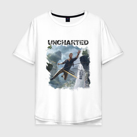 Мужская футболка хлопок Oversize с принтом UNCHARTED в Екатеринбурге, 100% хлопок | свободный крой, круглый ворот, “спинка” длиннее передней части | play | uncharted | uncharted 4 | дрейк | игры | не отмеченный на карте | неведомый | неизведанный | неизвестный | нейт | нейтан