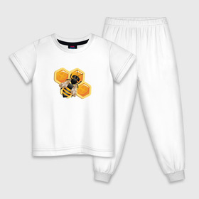 Детская пижама хлопок с принтом Пчела на соте в Екатеринбурге, 100% хлопок |  брюки и футболка прямого кроя, без карманов, на брюках мягкая резинка на поясе и по низу штанин
 | животные | жужу | мед | насекомое | насекомые | пчела | пчеловод | пчелы | сота | соты