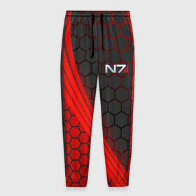 Мужские брюки 3D с принтом Mass Effect N7 в Екатеринбурге, 100% полиэстер | манжеты по низу, эластичный пояс регулируется шнурком, по бокам два кармана без застежек, внутренняя часть кармана из мелкой сетки | andromeda | effect | n7 | n7 day | герой | костюм | масса эффект | программа n7