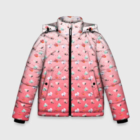 Зимняя куртка для мальчиков 3D с принтом пижамный цветочек в Екатеринбурге, ткань верха — 100% полиэстер; подклад — 100% полиэстер, утеплитель — 100% полиэстер | длина ниже бедра, удлиненная спинка, воротник стойка и отстегивающийся капюшон. Есть боковые карманы с листочкой на кнопках, утяжки по низу изделия и внутренний карман на молнии. 

Предусмотрены светоотражающий принт на спинке, радужный светоотражающий элемент на пуллере молнии и на резинке для утяжки | белый | гармония | горох | горошек | женский | женственный | запечатка | красный | маки | милый | пастельный | пижама | пижамный | покой | спокойный | точечки | узор | уютный | цветочек