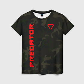 Женская футболка 3D с принтом Predator Military в Екатеринбурге, 100% полиэфир ( синтетическое хлопкоподобное полотно) | прямой крой, круглый вырез горловины, длина до линии бедер | hunting grounds | predator | зубы | предатор | придатар | придатор | хищник