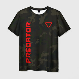 Мужская футболка 3D с принтом Predator Military в Екатеринбурге, 100% полиэфир | прямой крой, круглый вырез горловины, длина до линии бедер | Тематика изображения на принте: hunting grounds | predator | зубы | предатор | придатар | придатор | хищник