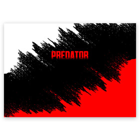 Поздравительная открытка с принтом PREDATOR в Екатеринбурге, 100% бумага | плотность бумаги 280 г/м2, матовая, на обратной стороне линовка и место для марки
 | aliens | avp | black | cinema | predator | кино | фильм хищник | фильмы | хищник | чёрный | чужой