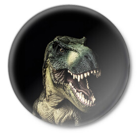 Значок с принтом Динозавр T-Rex в Екатеринбурге,  металл | круглая форма, металлическая застежка в виде булавки | Тематика изображения на принте: dino | dinosauria | t rex | ti rex | дино | динозавр | парк юрского | т рекс | ти рекс | чудовище | юрский период | ящер | ящерица