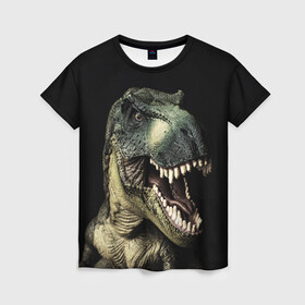 Женская футболка 3D с принтом Динозавр T-Rex в Екатеринбурге, 100% полиэфир ( синтетическое хлопкоподобное полотно) | прямой крой, круглый вырез горловины, длина до линии бедер | Тематика изображения на принте: dino | dinosauria | t rex | ti rex | дино | динозавр | парк юрского | т рекс | ти рекс | чудовище | юрский период | ящер | ящерица