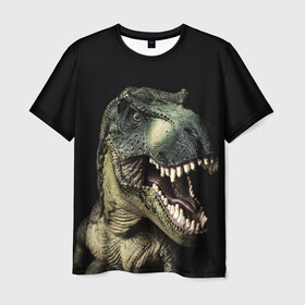 Мужская футболка 3D с принтом Динозавр T-Rex в Екатеринбурге, 100% полиэфир | прямой крой, круглый вырез горловины, длина до линии бедер | dino | dinosauria | t rex | ti rex | дино | динозавр | парк юрского | т рекс | ти рекс | чудовище | юрский период | ящер | ящерица