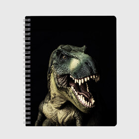 Тетрадь с принтом Динозавр T-Rex в Екатеринбурге, 100% бумага | 48 листов, плотность листов — 60 г/м2, плотность картонной обложки — 250 г/м2. Листы скреплены сбоку удобной пружинной спиралью. Уголки страниц и обложки скругленные. Цвет линий — светло-серый
 | dino | dinosauria | t rex | ti rex | дино | динозавр | парк юрского | т рекс | ти рекс | чудовище | юрский период | ящер | ящерица