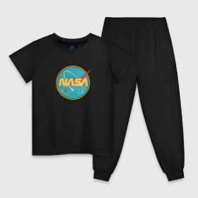 Детская пижама хлопок с принтом NASA винтажный логотип в Екатеринбурге, 100% хлопок |  брюки и футболка прямого кроя, без карманов, на брюках мягкая резинка на поясе и по низу штанин
 | 50 е | 50s | nasa | retro | us | usa | vintage | в старом стиле | винтаж | винтажный | затертый | логотип | модная | модный | наса | потертый | ретро | старый | старый логотип | сша