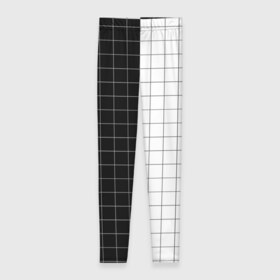 Леггинсы 3D с принтом Black and White в Екатеринбурге, 80% полиэстер, 20% эластан | Эластичный пояс, зауженные к низу, низкая посадка | black and white | в клетку | в клеточку | геометрия | квадрат | клетка | половина | узор | черно белый | чёрный и белый