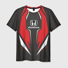 Мужская футболка 3D с принтом Honda Driver team Red в Екатеринбурге, 100% полиэфир | прямой крой, круглый вырез горловины, длина до линии бедер | driver | driver team | honda | honda team | racing | гонки | машины | тачки | хонда