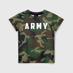 Детская футболка 3D с принтом ARMY в Екатеринбурге, 100% гипоаллергенный полиэфир | прямой крой, круглый вырез горловины, длина до линии бедер, чуть спущенное плечо, ткань немного тянется | Тематика изображения на принте: army | usa | америка | американский | армейский | арми | армия | арму | зеленый | камок | камуфляж | маскировка | милитари | натовка | сша | темный