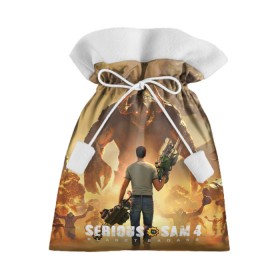 Подарочный 3D мешок с принтом Serious Sam 4 в Екатеринбурге, 100% полиэстер | Размер: 29*39 см | Тематика изображения на принте: croteam | devolver | digital | games | planet | sam | serious | игры | крутой | планета | сэм