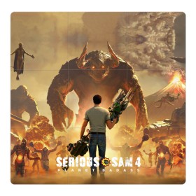 Магнитный плакат 3Х3 с принтом Serious Sam 4 в Екатеринбурге, Полимерный материал с магнитным слоем | 9 деталей размером 9*9 см | croteam | devolver | digital | games | planet | sam | serious | игры | крутой | планета | сэм