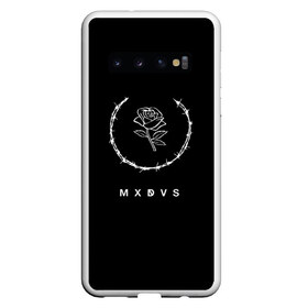 Чехол для Samsung Galaxy S10 с принтом MXDVS в Екатеринбурге, Силикон | Область печати: задняя сторона чехла, без боковых панелей | +32 | 32 | logo | mxdvs | бренд | бренд mxdvs | бренловые картинки | лого | лого mxdvs | логотип | логотип mxdvs | мхдвс | прикольные картинки | роза | шипы