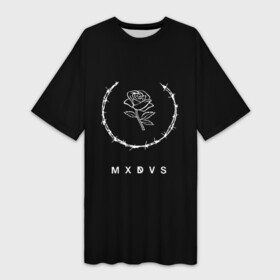 Платье-футболка 3D с принтом MXDVS в Екатеринбурге,  |  | +32 | 32 | logo | mxdvs | бренд | бренд mxdvs | бренловые картинки | лого | лого mxdvs | логотип | логотип mxdvs | мхдвс | прикольные картинки | роза | шипы
