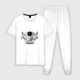 Мужская пижама хлопок с принтом HAL 9000 в Екатеринбурге, 100% хлопок | брюки и футболка прямого кроя, без карманов, на брюках мягкая резинка на поясе и по низу штанин
 | discovery one | eva pod | frank poole | hal 9000 | heywood floyd | space odyssey | stanley kubrick | vdgerir