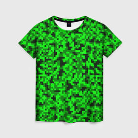 Женская футболка 3D с принтом КАМУФЛЯЖ GREEN в Екатеринбурге, 100% полиэфир ( синтетическое хлопкоподобное полотно) | прямой крой, круглый вырез горловины, длина до линии бедер | camouflage | армия | военная форма | военный | вооружение | вооруженные силы | защита | защитный цвет | зеленый | камуфляж | маскировка | салатовый | солдат | униформа | форма | хаки