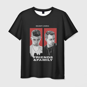 Мужская футболка 3D с принтом Obladaet & Markul в Екатеринбурге, 100% полиэфир | прямой крой, круглый вырез горловины, длина до линии бедер | Тематика изображения на принте: friends  family | markul | obla | obladaet | маркул | обла | обладает