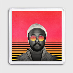 Магнит 55*55 с принтом Will.I.Am в Екатеринбурге, Пластик | Размер: 65*65 мм; Размер печати: 55*55 мм | apl de ap | bep | black eyed peas | taboo | the black eyed peas | will i am | данс поп | поп | хип хоп