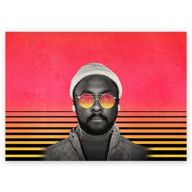 Поздравительная открытка с принтом Will.I.Am в Екатеринбурге, 100% бумага | плотность бумаги 280 г/м2, матовая, на обратной стороне линовка и место для марки
 | Тематика изображения на принте: apl de ap | bep | black eyed peas | taboo | the black eyed peas | will i am | данс поп | поп | хип хоп