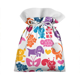 Подарочный 3D мешок с принтом Звери, детская в Екатеринбурге, 100% полиэстер | Размер: 29*39 см | бабочки | детские | звери | сердечко | собака | цветы | черепаха | яркие