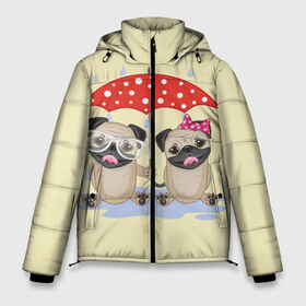 Мужская зимняя куртка 3D с принтом Влюбленные мопсы в Екатеринбурге, верх — 100% полиэстер; подкладка — 100% полиэстер; утеплитель — 100% полиэстер | длина ниже бедра, свободный силуэт Оверсайз. Есть воротник-стойка, отстегивающийся капюшон и ветрозащитная планка. 

Боковые карманы с листочкой на кнопках и внутренний карман на молнии. | 