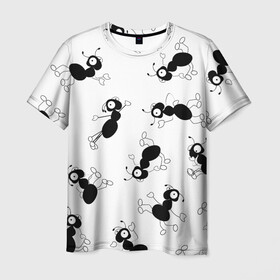 Мужская футболка 3D с принтом Муравьи  в Екатеринбурге, 100% полиэфир | прямой крой, круглый вырез горловины, длина до линии бедер | big | picture | картинки | лето | муравейник | муравьи | насекомые | популярные | прикольные