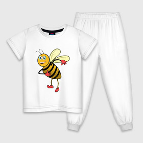 Детская пижама хлопок с принтом Пчела в Екатеринбурге, 100% хлопок |  брюки и футболка прямого кроя, без карманов, на брюках мягкая резинка на поясе и по низу штанин
 | Тематика изображения на принте: животные | картинки | крылья | лето | насекомое | прикольные | природа | пчела