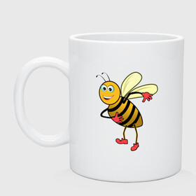 Кружка керамическая с принтом Пчела в Екатеринбурге, керамика | объем — 330 мл, диаметр — 80 мм. Принт наносится на бока кружки, можно сделать два разных изображения | животные | картинки | крылья | лето | насекомое | прикольные | природа | пчела
