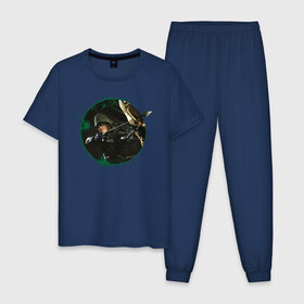 Мужская пижама хлопок с принтом Green Arrow в Екатеринбурге, 100% хлопок | брюки и футболка прямого кроя, без карманов, на брюках мягкая резинка на поясе и по низу штанин
 | arrow | oliver queen | vdzabma | оливер куинн | стрела