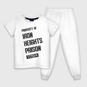 Детская пижама хлопок с принтом Iron Heights Prison в Екатеринбурге, 100% хлопок |  брюки и футболка прямого кроя, без карманов, на брюках мягкая резинка на поясе и по низу штанин
 | arrow | vdzabma | стрела
