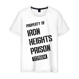 Мужская футболка хлопок с принтом Iron Heights Prison в Екатеринбурге, 100% хлопок | прямой крой, круглый вырез горловины, длина до линии бедер, слегка спущенное плечо. | arrow | vdzabma | стрела