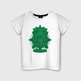 Детская футболка хлопок с принтом Emerald Archer в Екатеринбурге, 100% хлопок | круглый вырез горловины, полуприлегающий силуэт, длина до линии бедер | Тематика изображения на принте: arrow | oliver queen | vdzabma | оливер куинн | стрела