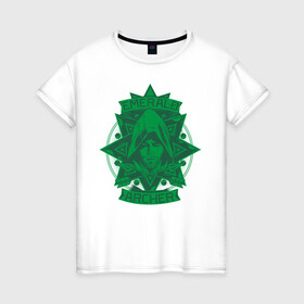 Женская футболка хлопок с принтом Emerald Archer в Екатеринбурге, 100% хлопок | прямой крой, круглый вырез горловины, длина до линии бедер, слегка спущенное плечо | arrow | oliver queen | vdzabma | оливер куинн | стрела