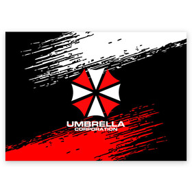 Поздравительная открытка с принтом Umbrella Corporation. в Екатеринбурге, 100% бумага | плотность бумаги 280 г/м2, матовая, на обратной стороне линовка и место для марки
 | resident evil | umbrella corporation | амбрелла | амбрелла корпорейшн | вирус | вымышленная военная и фармацевтическая корпорация | игра | умбрелла