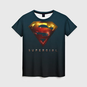 Женская футболка 3D с принтом Supergirl Logo в Екатеринбурге, 100% полиэфир ( синтетическое хлопкоподобное полотно) | прямой крой, круглый вырез горловины, длина до линии бедер | supergirl | vdzabma | супергерл