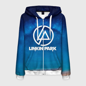 Мужская толстовка 3D на молнии с принтом Linkin Park в Екатеринбурге, 100% полиэстер | длина до линии бедра, манжеты и пояс оформлены мягкой тканевой резинкой, двухслойный капюшон со шнурком для регулировки, спереди молния, по бокам два кармана | chester bennington | linkin park | rock | space | группа | космос | линкин парк | логотип | музыка | рок | рок н ролл | честер беннингтон | эмблема