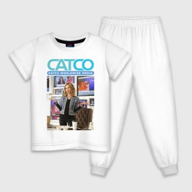 Детская пижама хлопок с принтом CatCo в Екатеринбурге, 100% хлопок |  брюки и футболка прямого кроя, без карманов, на брюках мягкая резинка на поясе и по низу штанин
 | Тематика изображения на принте: catco | supergirl | vdzabma | кэтко | супергерл