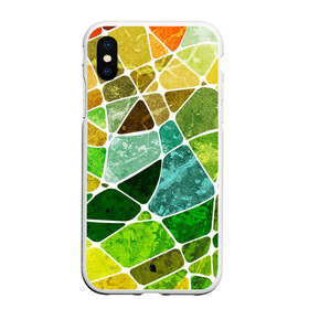 Чехол для iPhone XS Max матовый с принтом Мозаика в Екатеринбурге, Силикон | Область печати: задняя сторона чехла, без боковых панелей | бирюзовый | зелёный | мозаика | синий | стекло