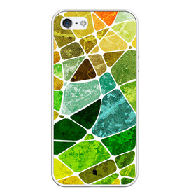 Чехол для iPhone 5/5S матовый с принтом Мозаика в Екатеринбурге, Силикон | Область печати: задняя сторона чехла, без боковых панелей | бирюзовый | зелёный | мозаика | синий | стекло