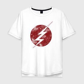 Мужская футболка хлопок Oversize с принтом The Flash logo в Екатеринбурге, 100% хлопок | свободный крой, круглый ворот, “спинка” длиннее передней части | Тематика изображения на принте: the flash | vdzabma | флэш