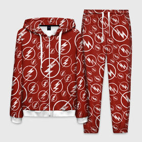 Мужской костюм 3D с принтом The Flash Logo Pattern в Екатеринбурге, 100% полиэстер | Манжеты и пояс оформлены тканевой резинкой, двухслойный капюшон со шнурком для регулировки, карманы спереди | the flash | vdzabma | флэш