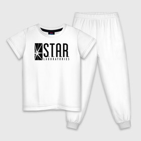 Детская пижама хлопок с принтом S.T.A.R. Labs в Екатеринбурге, 100% хлопок |  брюки и футболка прямого кроя, без карманов, на брюках мягкая резинка на поясе и по низу штанин
 | the flash | vdzabma | флэш