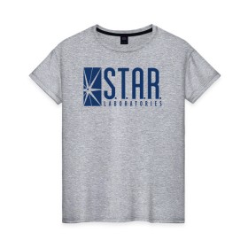 Женская футболка хлопок с принтом S.T.A.R. Labs в Екатеринбурге, 100% хлопок | прямой крой, круглый вырез горловины, длина до линии бедер, слегка спущенное плечо | the flash | vdzabma | флэш