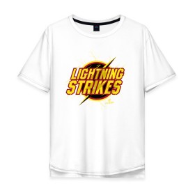 Мужская футболка хлопок Oversize с принтом Lightning Strikes в Екатеринбурге, 100% хлопок | свободный крой, круглый ворот, “спинка” длиннее передней части | the flash | vdzabma | флэш
