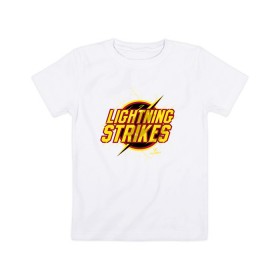 Детская футболка хлопок с принтом Lightning Strikes в Екатеринбурге, 100% хлопок | круглый вырез горловины, полуприлегающий силуэт, длина до линии бедер | Тематика изображения на принте: the flash | vdzabma | флэш