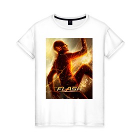Женская футболка хлопок с принтом The Flash в Екатеринбурге, 100% хлопок | прямой крой, круглый вырез горловины, длина до линии бедер, слегка спущенное плечо | barry allen | the flash | vdzabma | барри аллен | флэш
