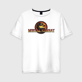 Женская футболка хлопок Oversize с принтом Mortal Kombat в Екатеринбурге, 100% хлопок | свободный крой, круглый ворот, спущенный рукав, длина до линии бедер
 | logo | mortal kombat | vdkarsve | логотип | мк 9 | мортал комбат